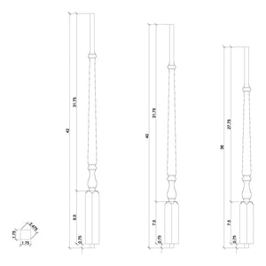 Ohio 1 - 3/4" 2715 Pin Top Baluster - Elegant Rise (2715) - Stair Parts USA