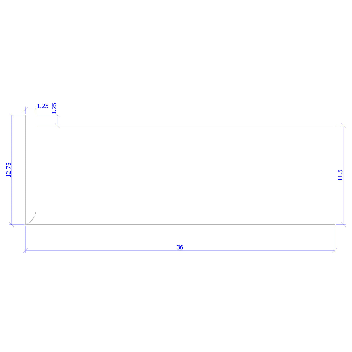 Right Hand Return 1" x 11-1/2" Stair Tread (1200RH)