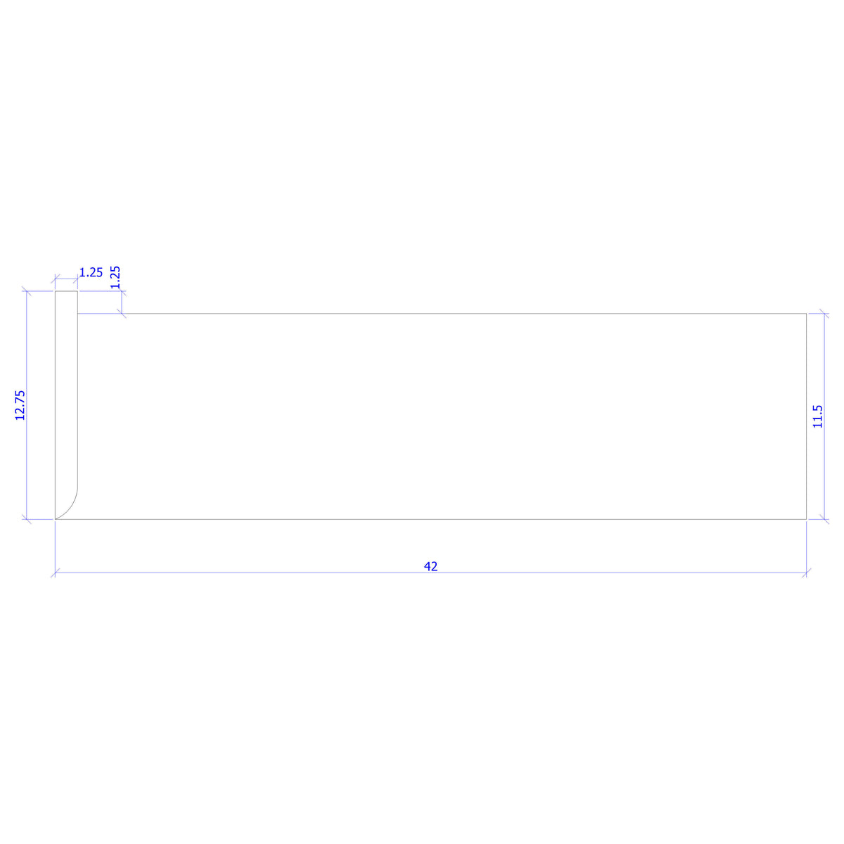 Left Hand Return 1&quot; x 11-1/2&quot; Stair Tread (1200LH)