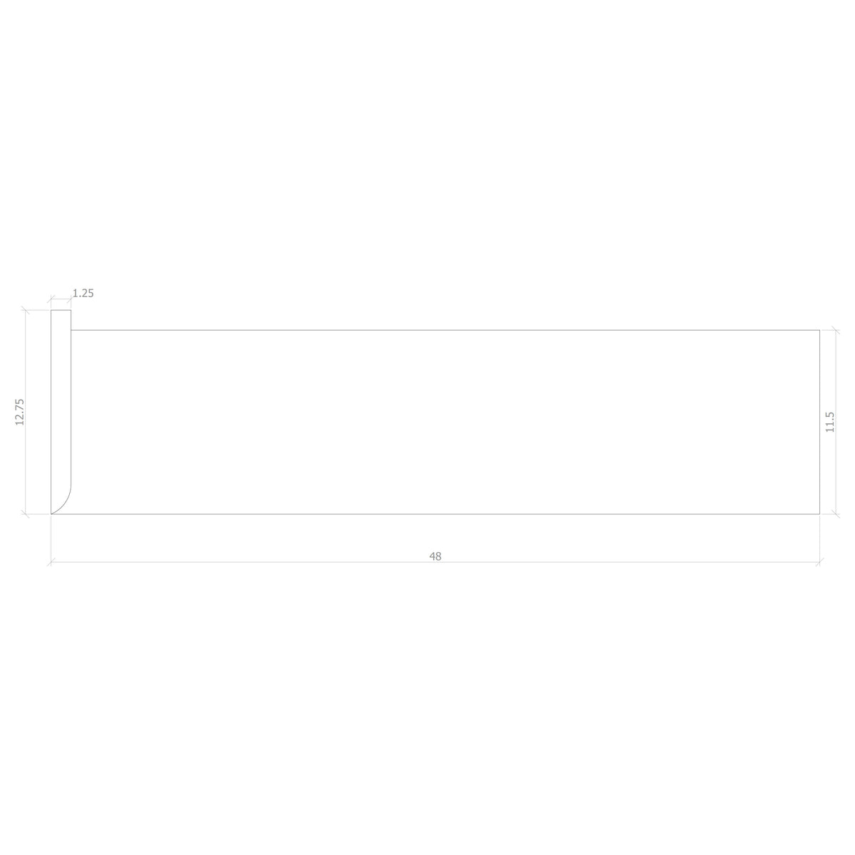 Left Hand Return 1&quot; x 11-1/2&quot; Stair Tread (1200LH)