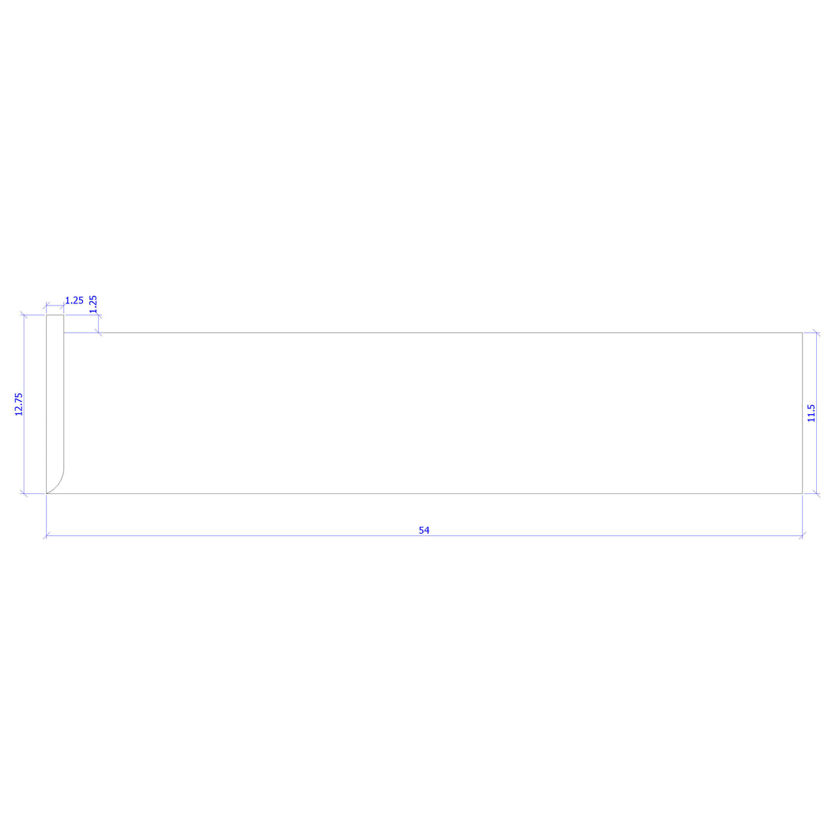 Right Hand Return 1" x 11-1/2" Stair Tread (1200RH)