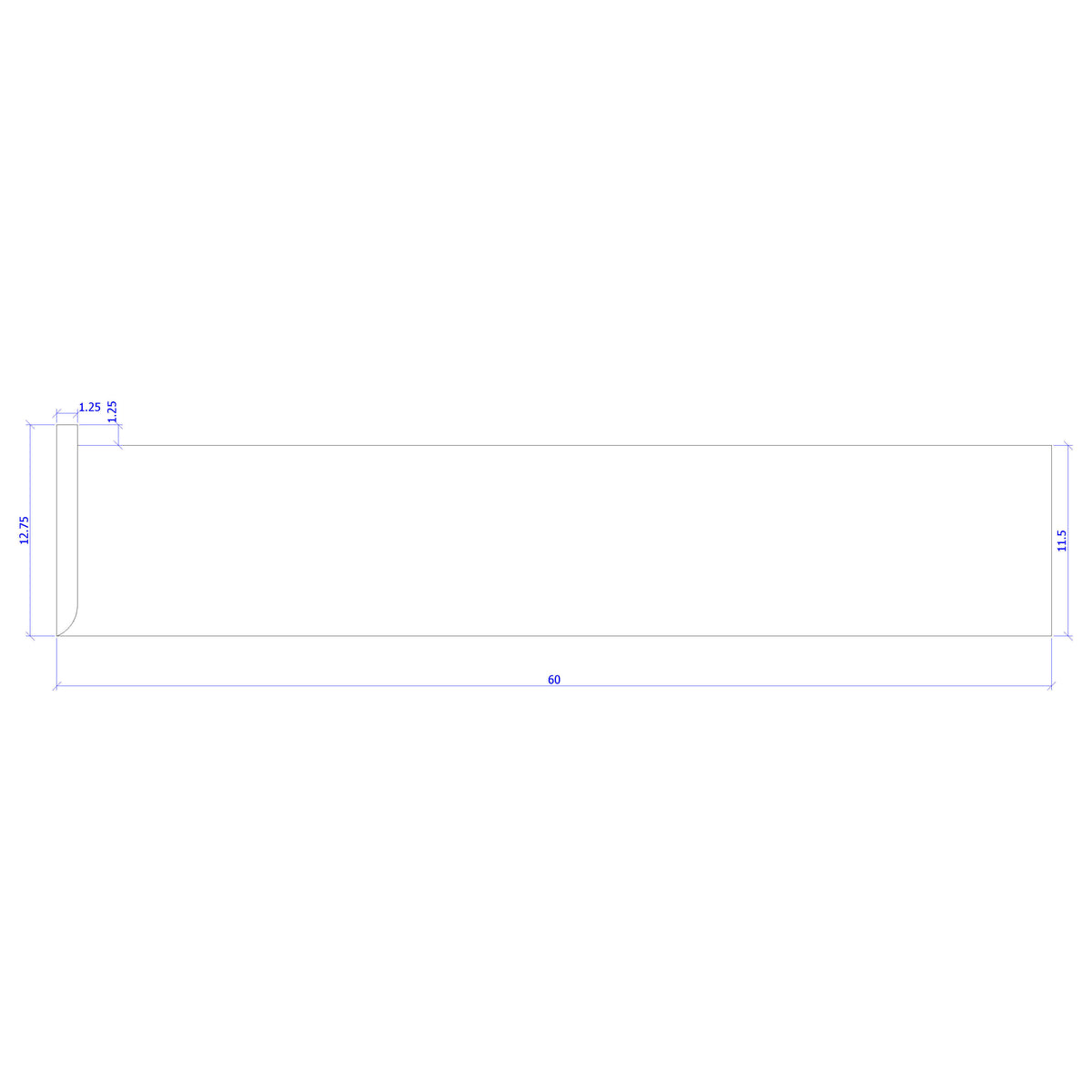 Left Hand Return 1&quot; x 11-1/2&quot; Stair Tread (1200LH)