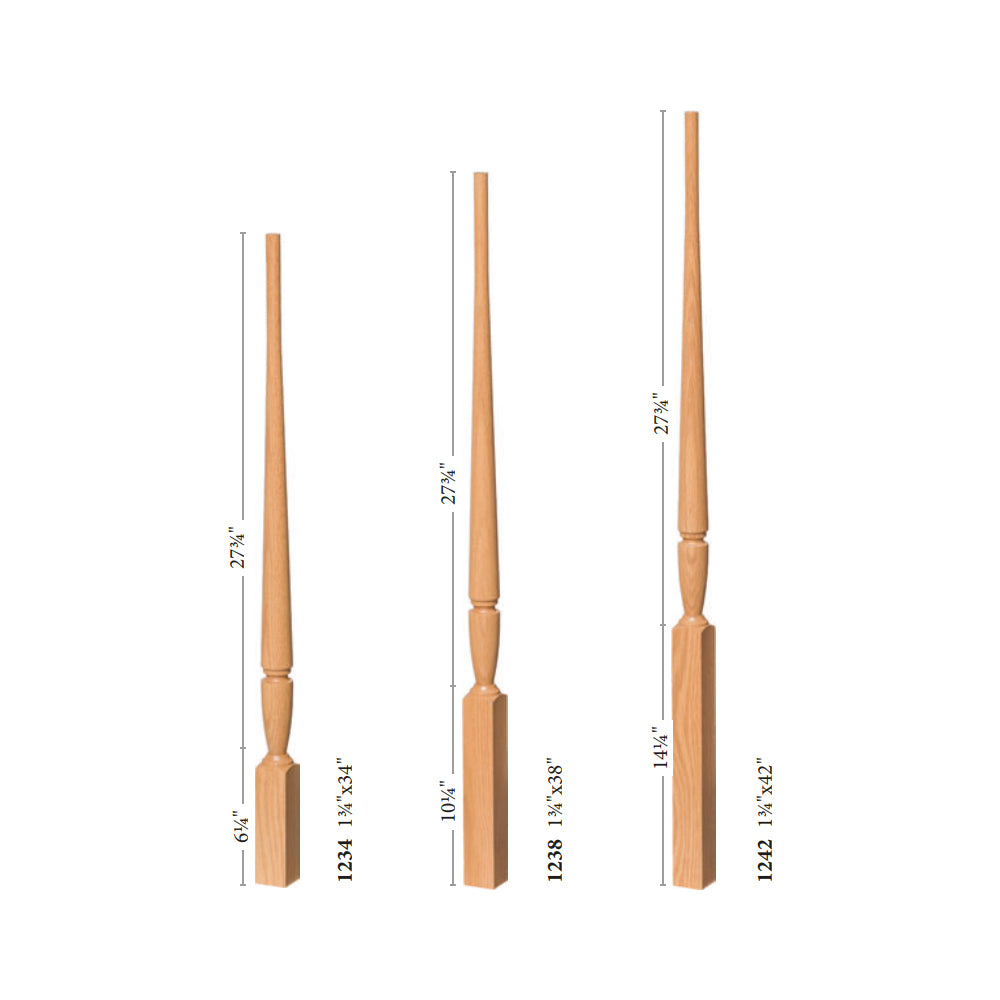Bunker Hill 1-3/4&quot; 1234 Elegant Rise Pin Top Baluster (1234, 1238, 1242)