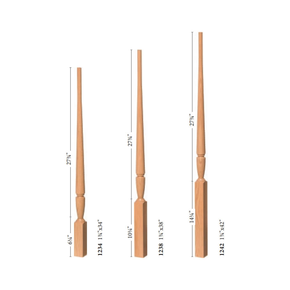 Bunker Hill 1-3/4&quot; 1234T Elegant Rise TWISTED Pin Top Baluster (1234T, 1238T, 1242T)