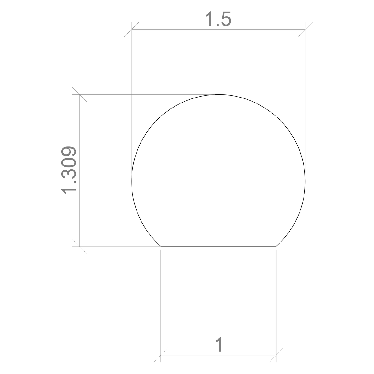 Round 1 1/2&quot; Handrail with Flat Bottom (1500FB)