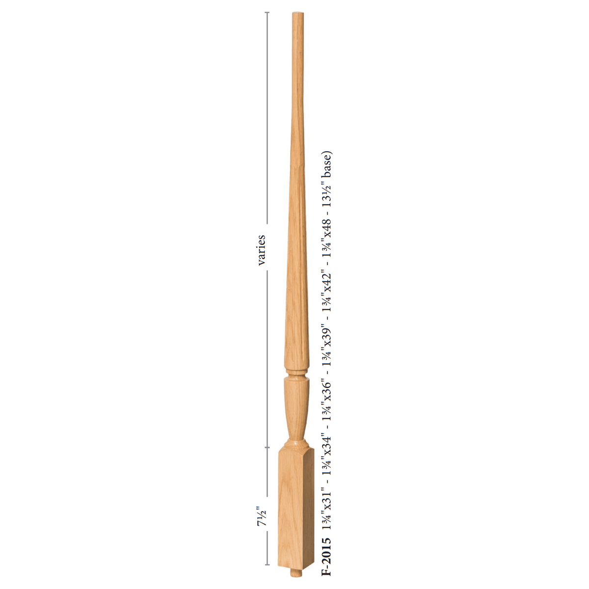 Bunker Hill 1-3/4&quot; Structural Rise FLUTED Pin Top Baluster (2015F)