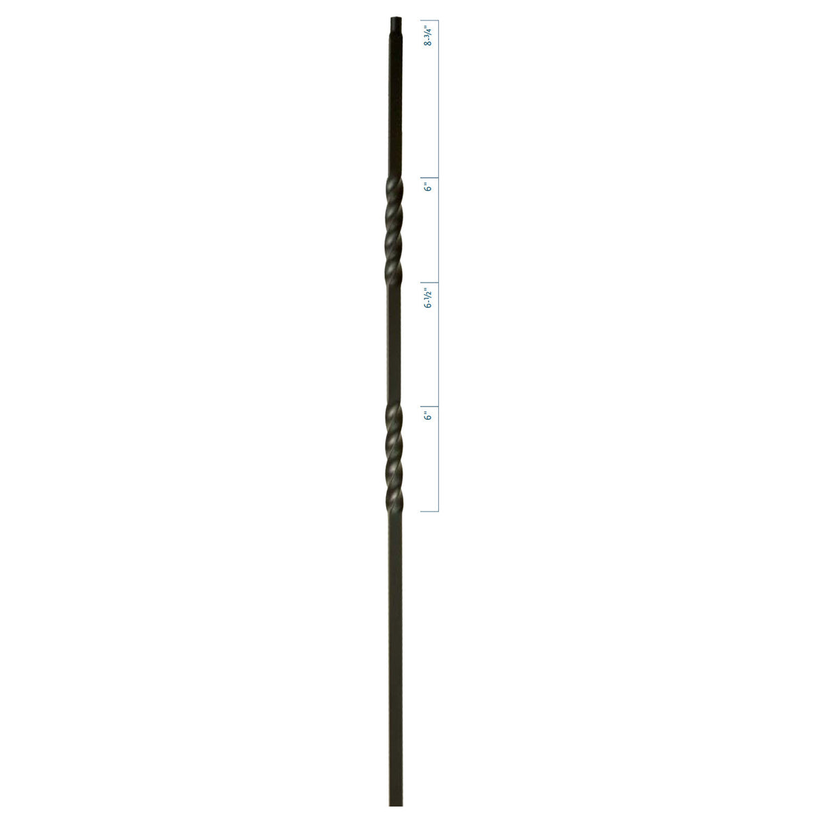 MEGA Series 3/4" Square x 44"H Double Twist Hollow Iron Baluster (MEGA-2TW)