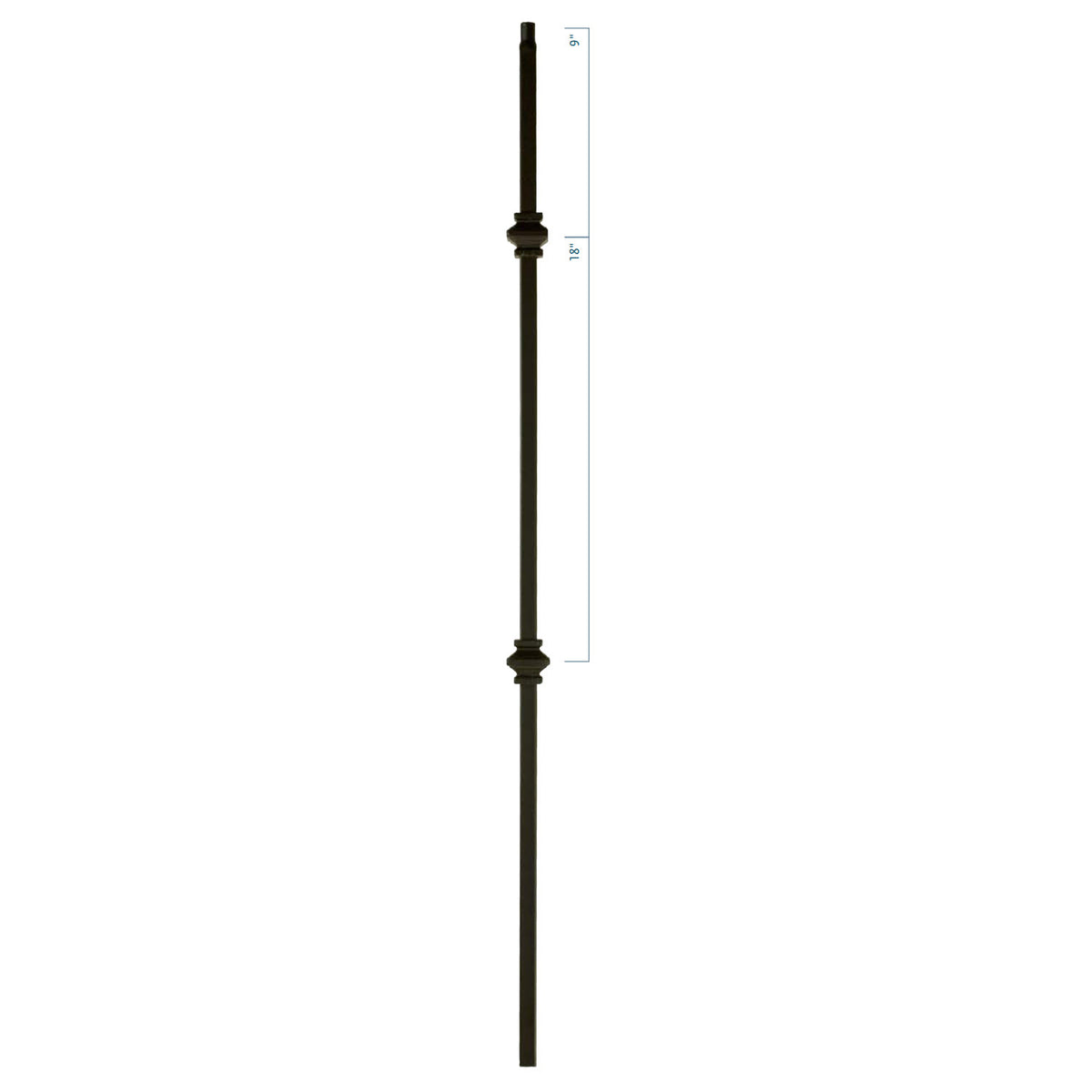 MEGA Series 3/4" Square x 44"H Double Knuckle Hollow Iron Baluster (MEGA-2KNUC)