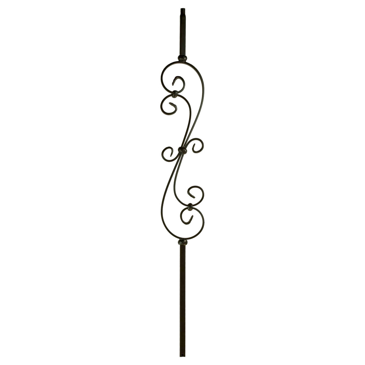 MEGA Series 3/4" Square x 44"H Skinny Scroll Hollow Iron Baluster (MEGA-601)