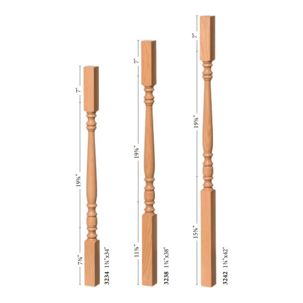Hampton 1-3/4&quot; 3234 Elegant Rise Square Top Baluster (3234, 3238, 3242)