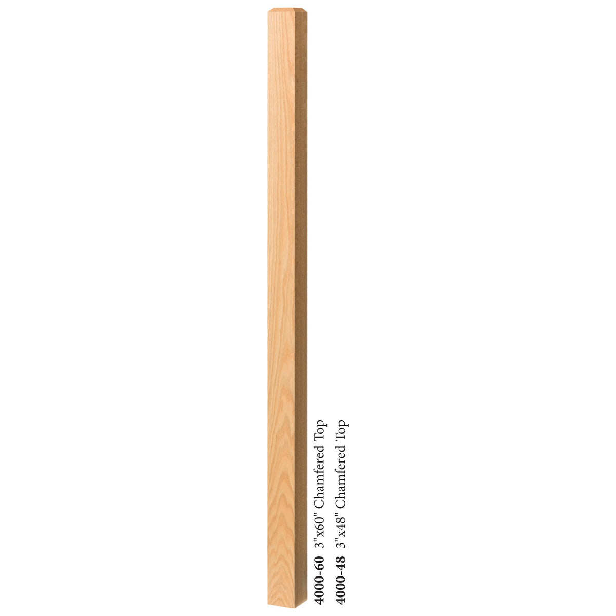 Contemporary 3" 4000 Turned Newel w/Chamfered Top (48" and 60")