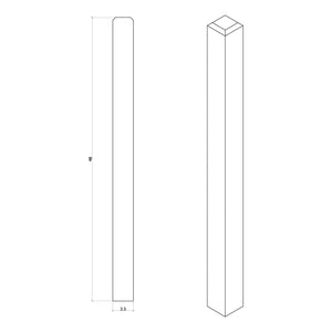 Contemporary 3-1/2" 4002-F FLUTED Newel w/Chamfered Top (4002-48F, 4002-60F)