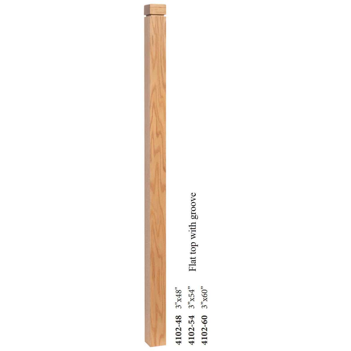Farmhouse Series, 3&quot; Newel, Flat Top with Groove (4102-48, 4102-54, 4102-60)