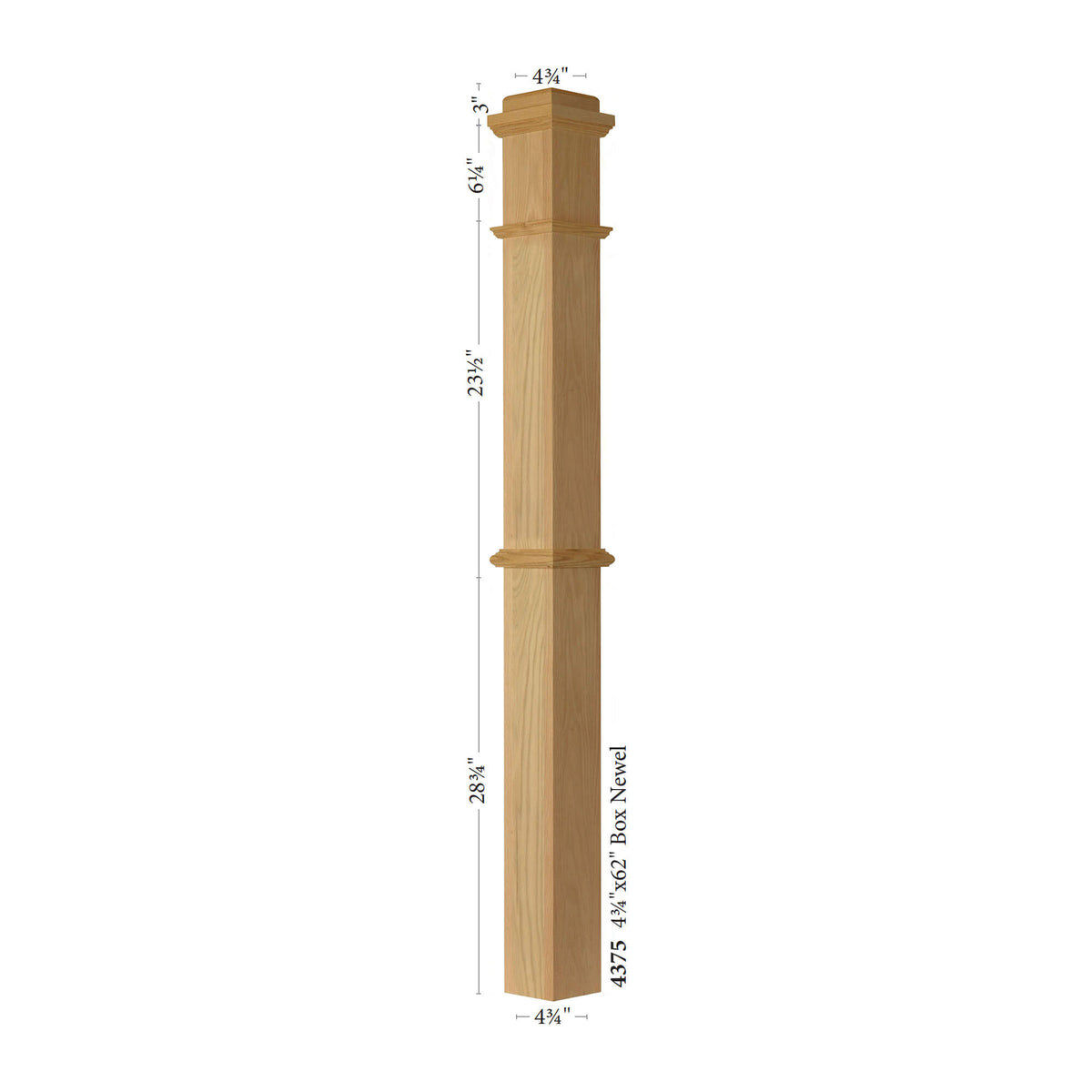 American 4-3/4&quot; x 62&quot; 4375 Plain Box Newel (4375)