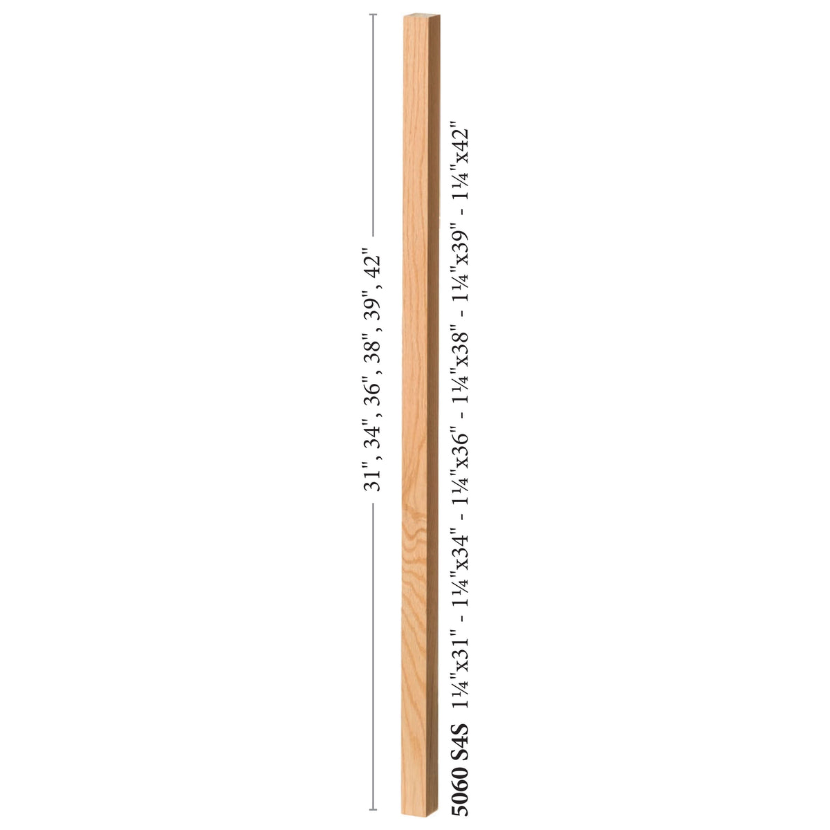 Contemporary 1-1/4&quot; 5060 Plain Square Top Baluster