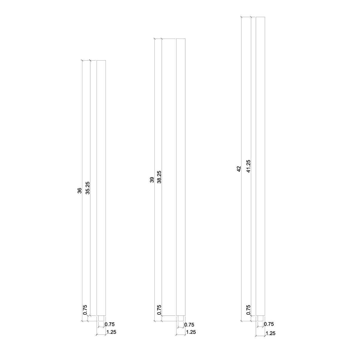 Contemporary 1-1/4&quot; Plain Square Top Baluster w/Dowel (5061)