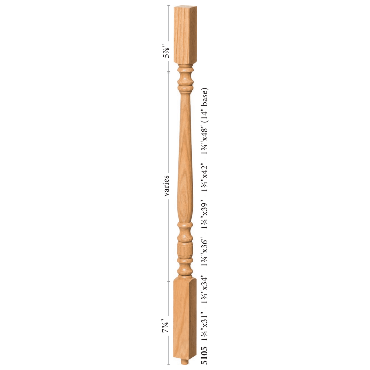 Hampton 1-3/4&quot; 5105 Structural Rise Square Top Baluster