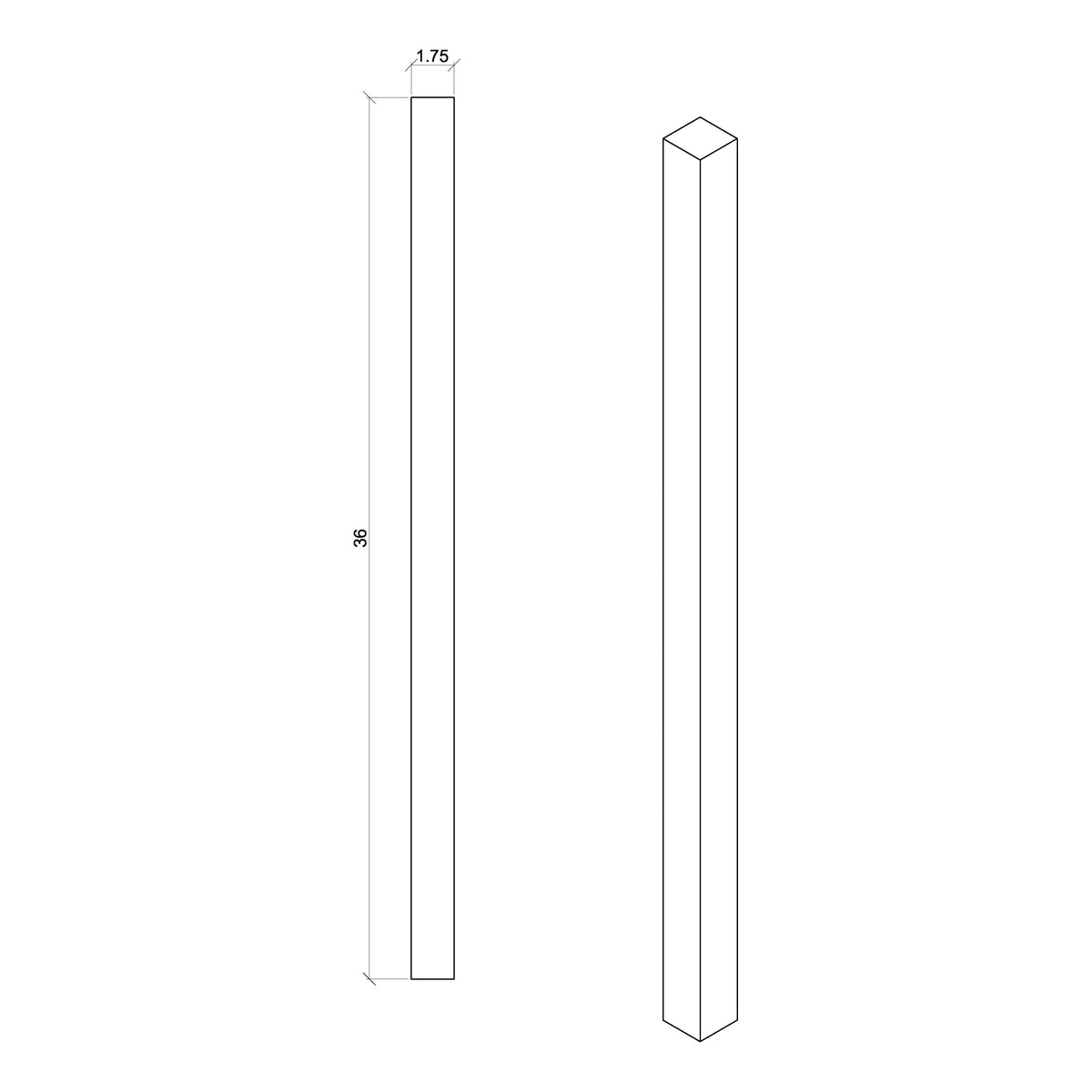 Contemporary 1-3/4&quot; 5360 Plain Square Top Baluster
