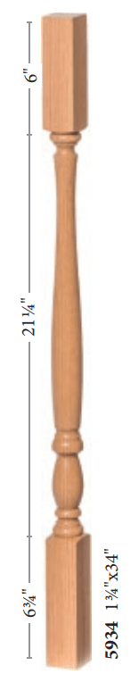 Country 1-3/4" 5934 Elegant Rise Square Top Baluster (5934, 5938, 5942)