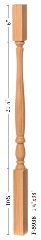 Country 1-3/4" 5934 Elegant Rise Square Top Baluster (5934, 5938, 5942)