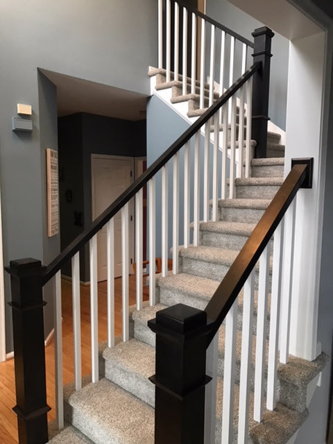 6084 Contemporary Red Oak Wood Stair Handrail - Stainless Stair