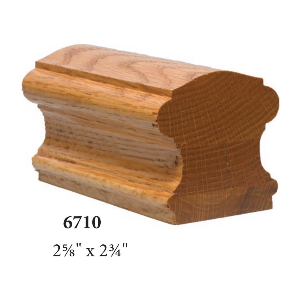 6710P - 175: Mid - Western 2 - 5/8&quot;W x 2 - 3/4&quot;H Handrail w/1 - 3/4&quot; Plow &amp; Fillet - Stair Parts USA