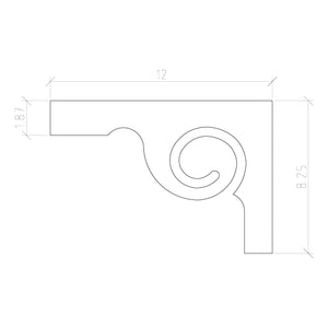 7029: Decorative Stair Tread Bracket / Scroll (11 - 1/2"W x 7 - 3/4"H x 5/16") - Stair Parts USA
