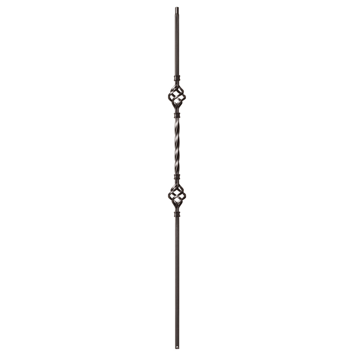 Twist Series 1/2&quot; Square x 44&quot;H Double Basket Single Twist Hollow Iron Baluster (9004)