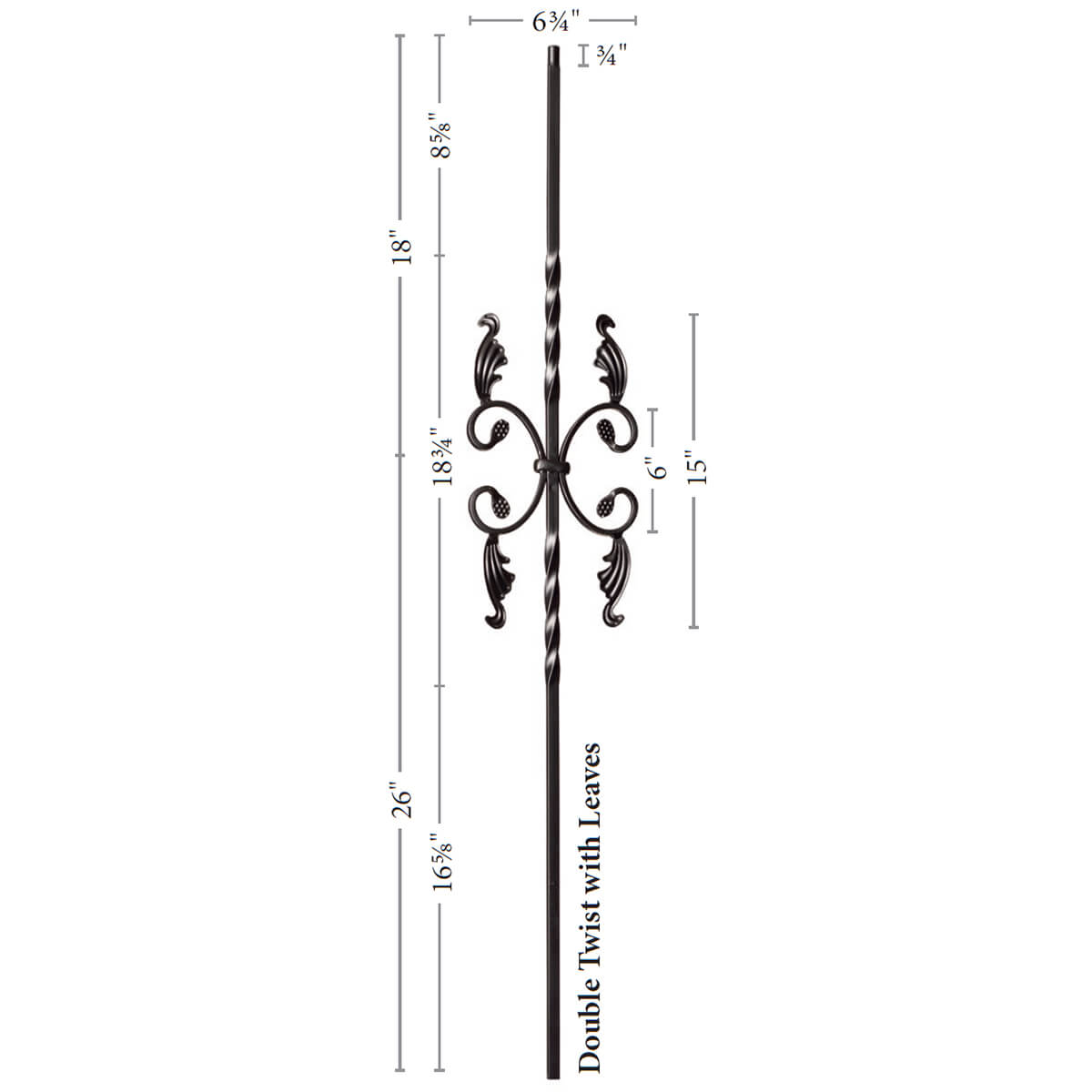 Twist Series 12 Square X 44h Double Twist With Leaves Hollow Ir Stair Parts Usa 3664