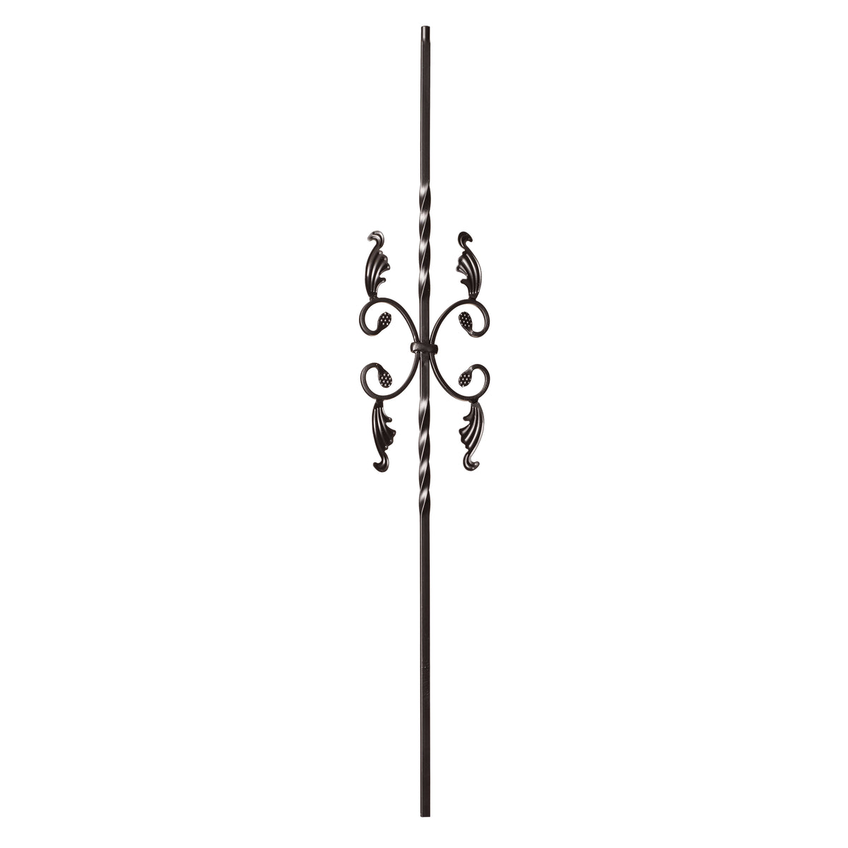 Twist Series 1/2&quot; Square x 44&quot;H / Double Twist with Leaves / Hollow Iron Baluster (9005)
