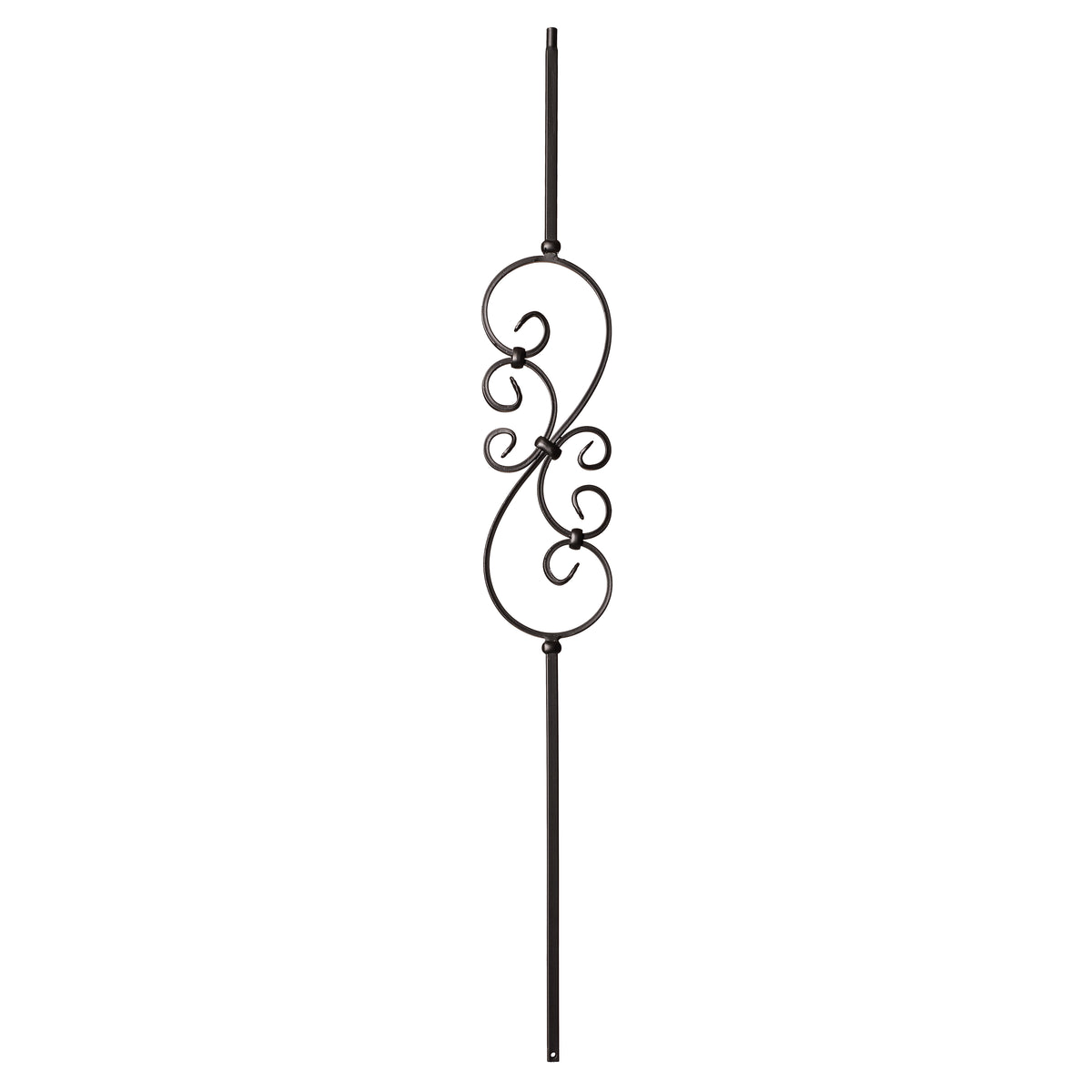 Scroll Series 1/2&quot; Square x 44&quot;H Small S Scroll (5-3/8&quot; x 16&quot;) Hollow Iron Baluster (9008)