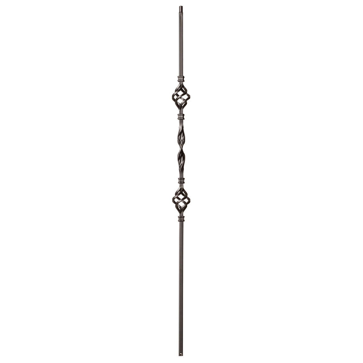Ribbon Series 1/2&quot; Square x 44&quot;H Single Ribbon Double Basket Hollow Iron Baluster (9013RS)