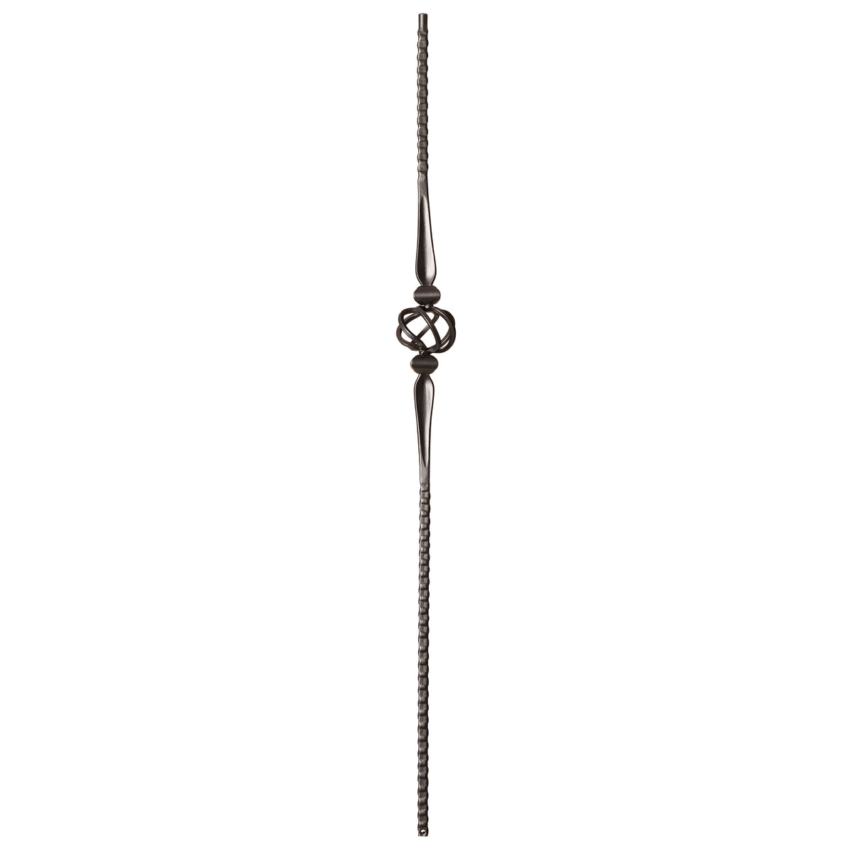 Gothic Series 9/16&quot; Square x 44&quot;H Single Basket with Hammered Bar Hollow Iron Baluster (9019HG)