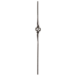 Gothic Series 9/16" Square x 44"H Single Basket with Hammered Bar Hollow Iron Baluster (9019HG)