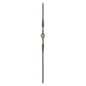 Hammered Edge Series 9/16" Square x 44"H Double Feather and Single Basket with Hammered Edge Hollow Iron Baluster (9023HE)