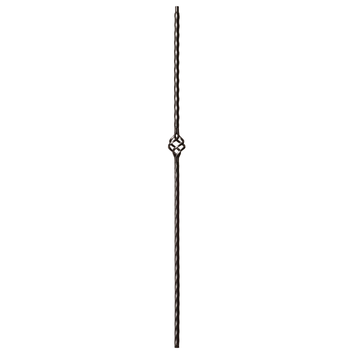 Hammered Edge Series 9/16&quot; Square x 44&quot;H Single Basket with Hammered Edge Hollow Iron Baluster (9027HE)