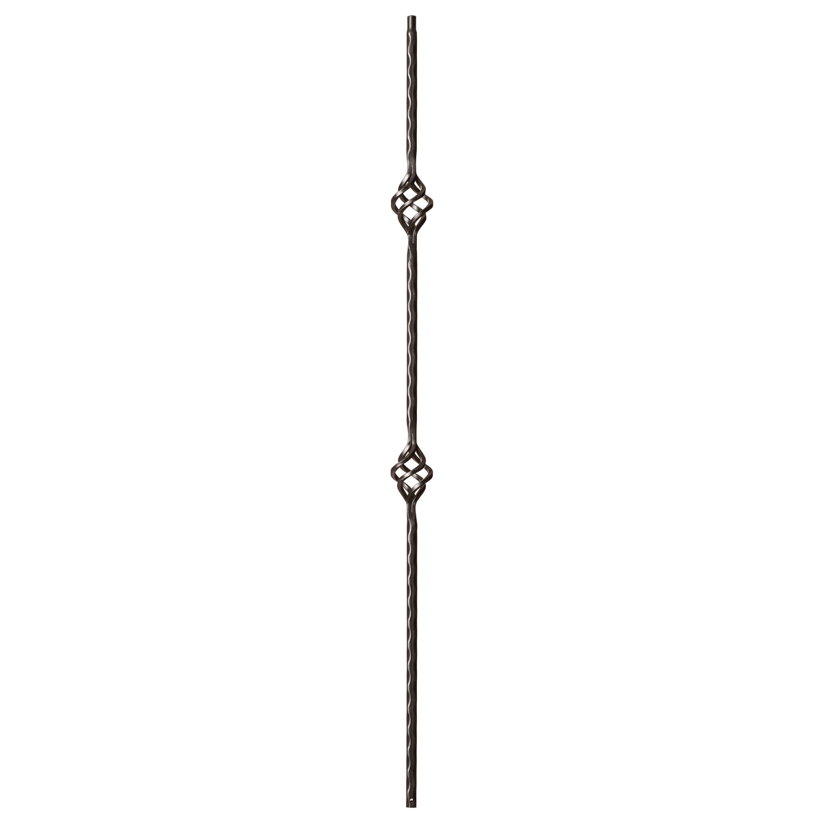 Hammered Edge Series 9/16&quot; Square x 44&quot;H Double Basket with Hammered Edge Hollow Iron Baluster (9028HE)