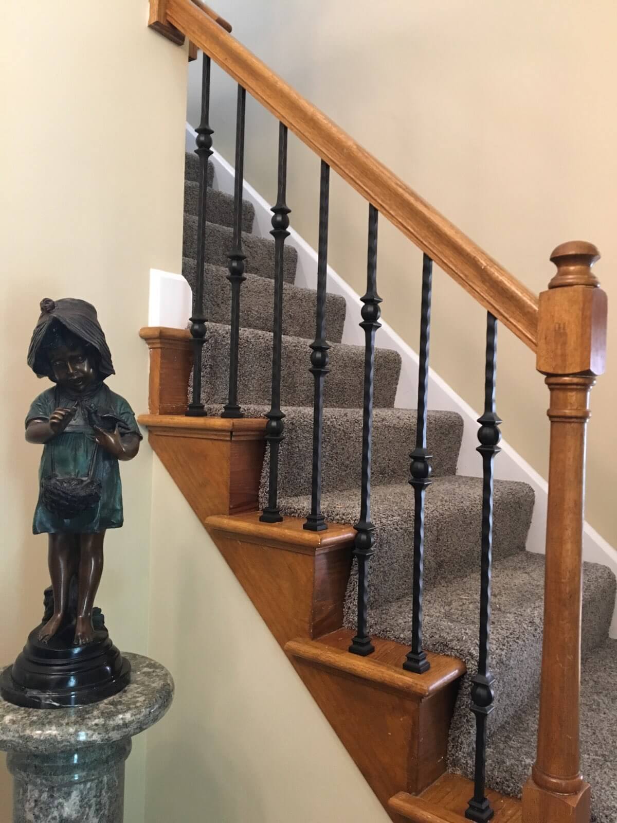 Hammered Face Series 9/16&quot; Square x 44-3/32&quot;H Double Ball with Hammered Face - Hollow Iron Baluster (9033HF)