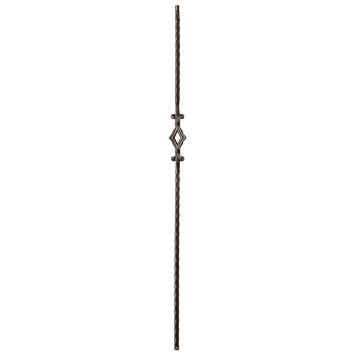 Hammered Face Series 9/16&quot; Square x 44&quot;H Single Diamond with Hammered Face - Hollow Iron Baluster (9040HF)