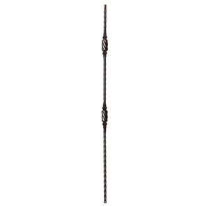 Hammered Face Series 9/16" Square x 44-3/32"H Double Knob with Hammered Face - Hollow Iron Baluster (9046HF)