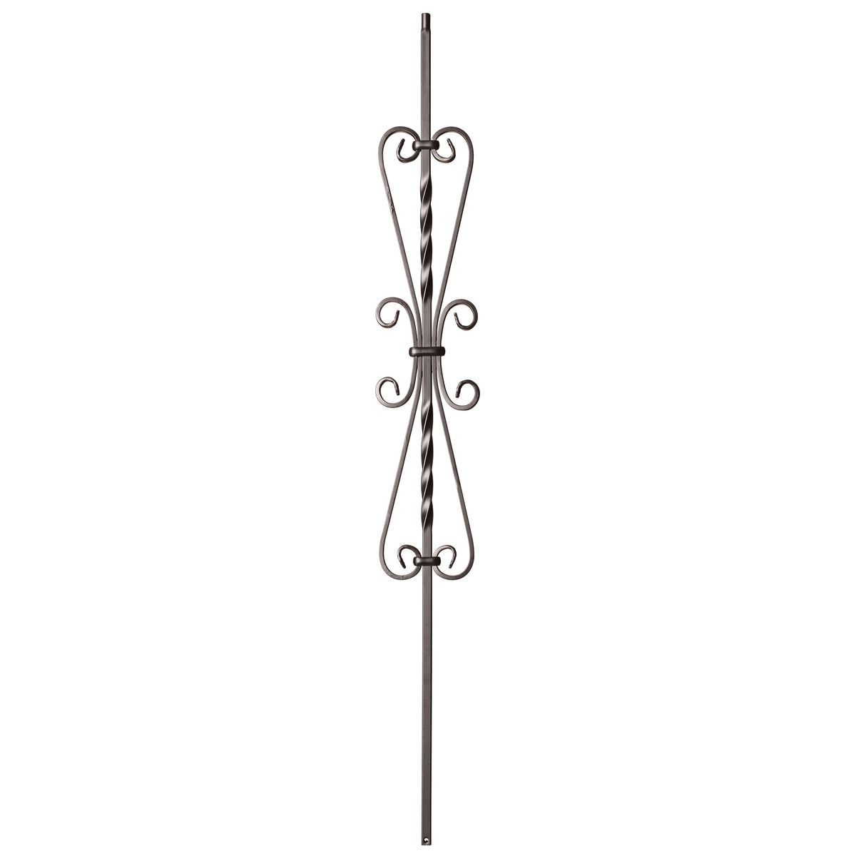 Scroll Series 1/2&quot; Square x (5-3/16&quot;W x 24&quot;H) x 44&quot;H French Scroll Hollow Iron Baluster (9055SS)