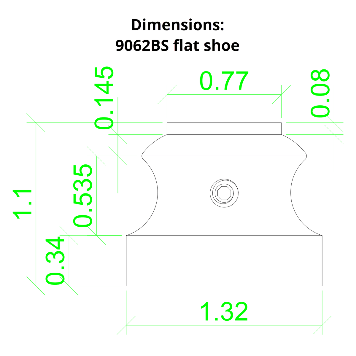Flat Shoe w/ set screw for Square Hollow Iron Baluster (9062BS)