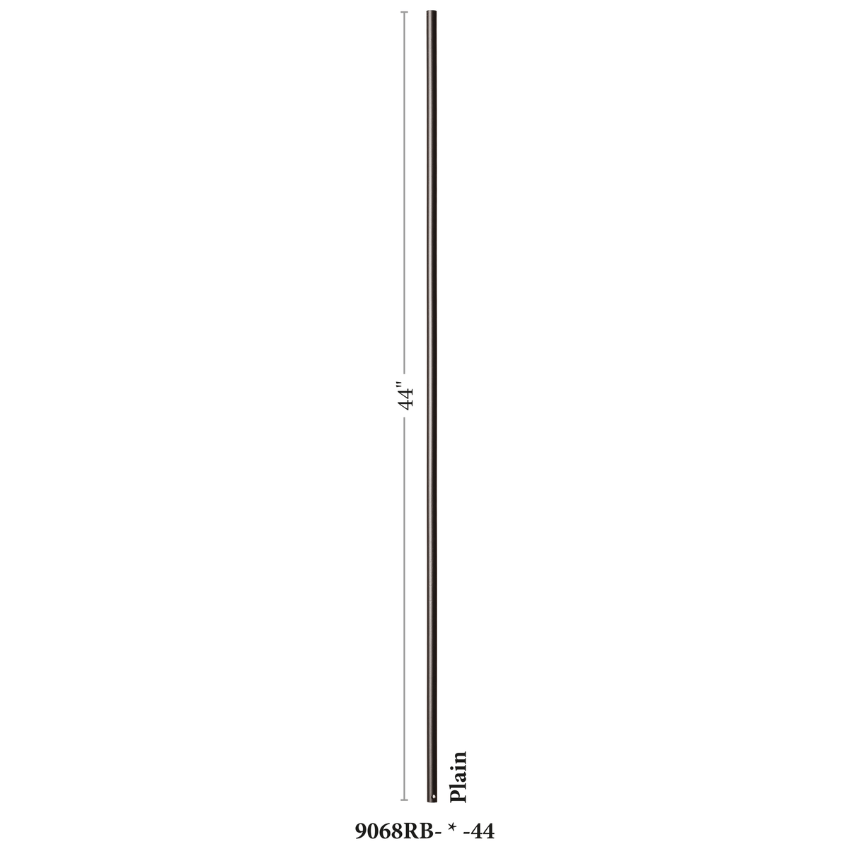Round Series 9/16&quot; Dia. x 44&quot;H Hollow Iron Baluster (9068RB)