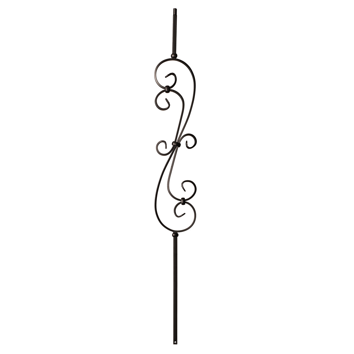 Scroll Series 1/2" Square x (5-3/8"W x 24"H) x 44"H Thin (1/4") Scroll Hollow Iron Baluster (9081)