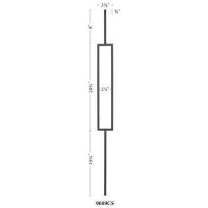 Contemporary Series 1/2" Square 3-3/4" x 44"H Single Rectangle Hollow Iron Baluster (9089CS)