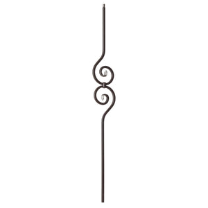 Scroll Series 1/2" Square x 44"H Spiral Scroll (5"W x 14-1/2"H) Hollow Iron Baluster (9090)