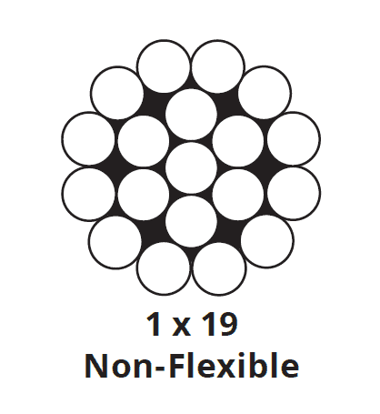 Stainless Steel Exterior Cable - 3/16" - 1"x19"