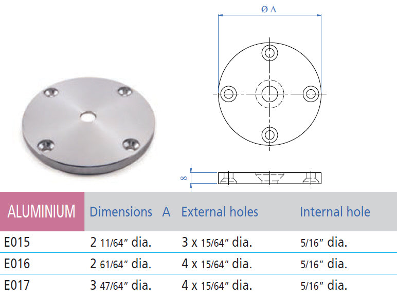 Anchorage / 3-47/64&quot; Dia., 4 Holes w/15/64&quot; Dia. (E017)