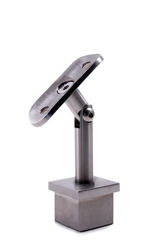Stainless Steel Handrail Support 2-61/64&quot; Dia. x 1-2/3&quot; Dia., Pivotable, for Square Tube 1-9/16&quot; Dia.