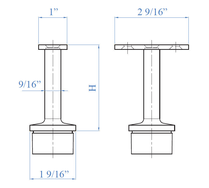 Stainless Steel Handrail Support for 1-14/25" Square Tube - Flat (E037310)